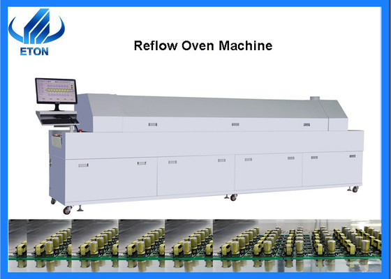 ETON 12 Zones SMT Reflow Oven With Hot Air Heating System / Mesh Chain Transmission