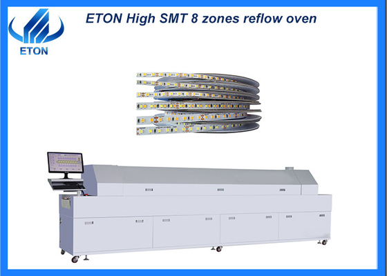 8 Zones Reflow Oven Machine 1200KG High-Speed Air Carrying Motor
