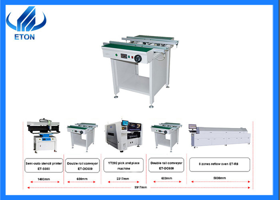 ET-600 PCB conveyor machine connect for the Assembly machine with 5mm flat belt conveyor