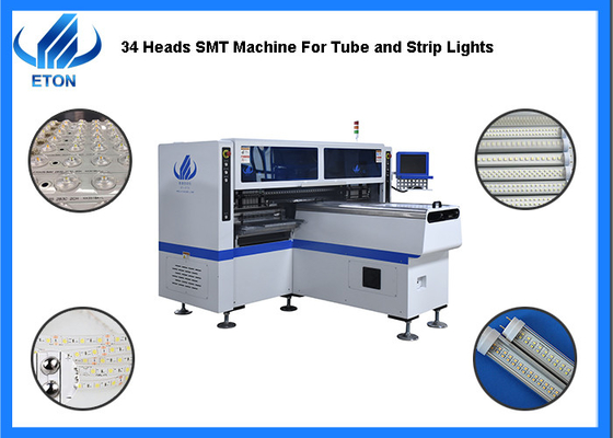 LED Tube / Strip Lights SMT Mounter Dual Arm High Speed 34 Heads Pick Place Machine