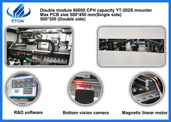 Dual arm Dual Mounting Head Ultra-High Precision can mount 0201 components SMT Pick And Place Machine