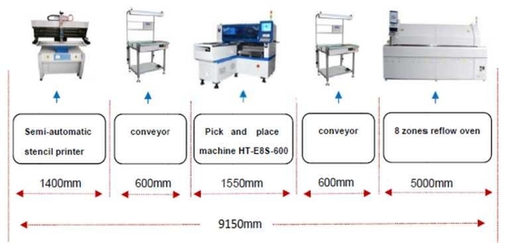 SMT Reflow oven with 8 temperature zone Welding with hot air 450mm (mesh)