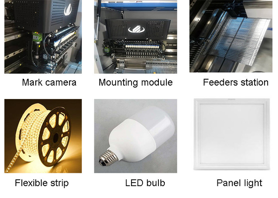 High Speed 250000CPH Pick And Place Machine Flexible Strip / Tube Light SMT Mounter